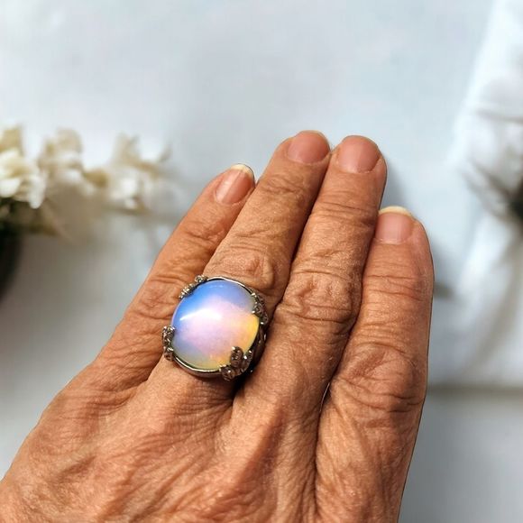 Vintage Art Deco Moonstone Ring Gorgeous - Picture 4 of 15